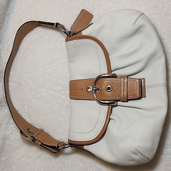 COACH Y2K White Tan Soho Flap Leather w/Buckle Shoulder Bag F15204 - Picture 16 of 16